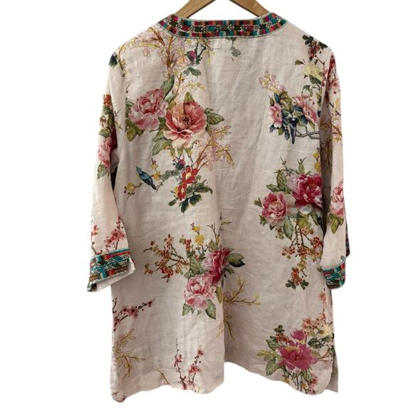 John Mark Boho‎ Aztec Embroidered Floral Tunic Top Multi Size Small - Picture 7 of 10